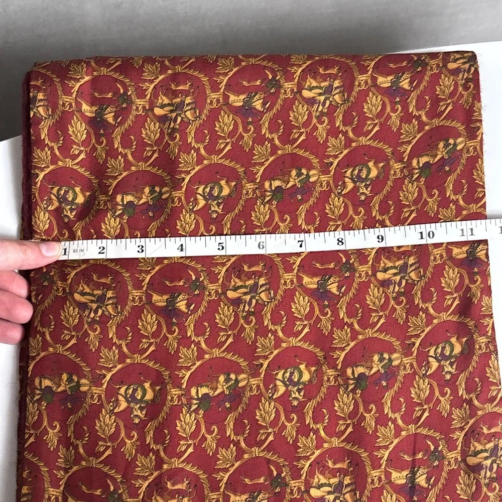 Salvatore Ferragamo Silk Cashmere Winter Scarf Mens Red Gold Italy Equestrian‎